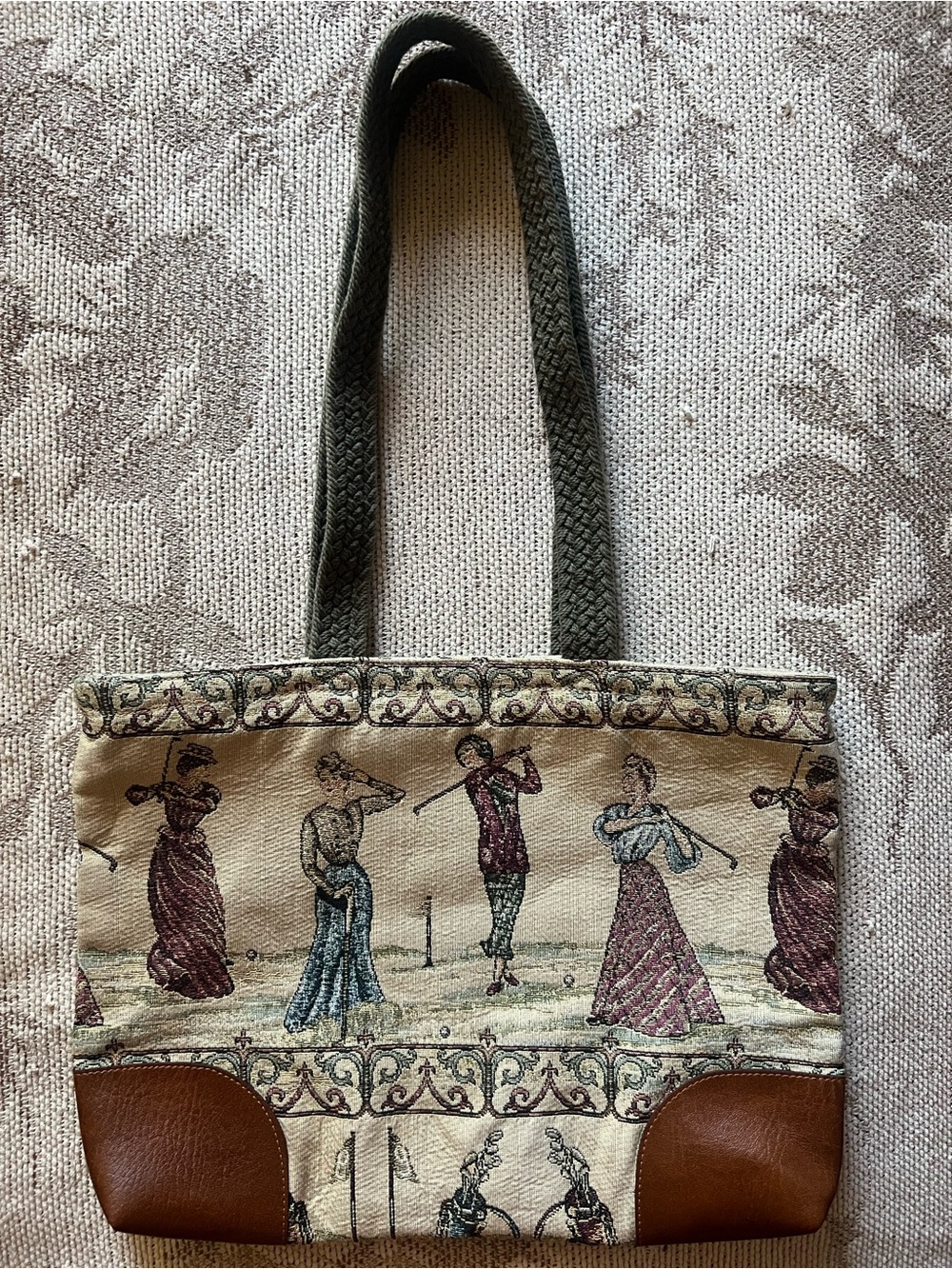 Vintage - Victorian Woven Tapestry Golfcore Jacquard Shoulder Bag